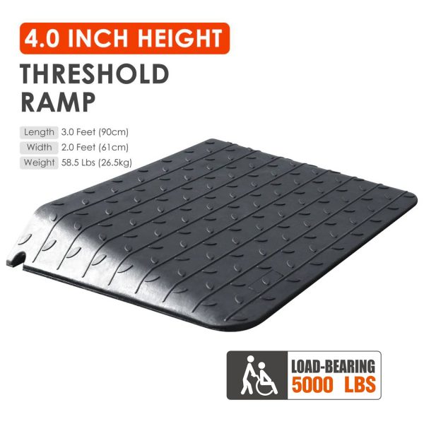 Wheel Chair Threshold Ramp： 4.0 INCH HEIGHT Product dimensions LOAD-BEARING 5000 LBS