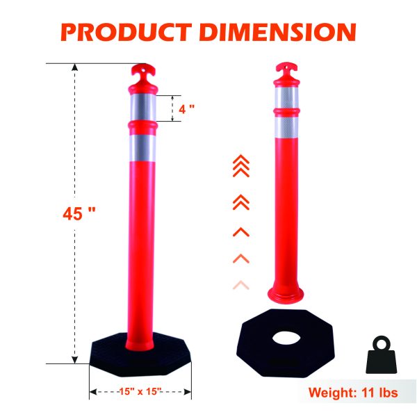 Delineator Post /Base with Reflecive Tape Product dimensions