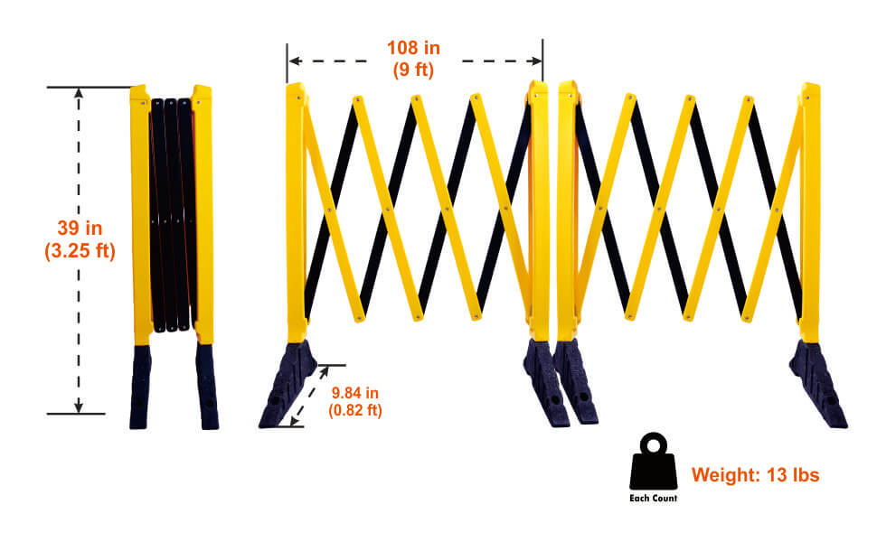 It could expand 9.0 feet long when they unfolded. When they folded up they don’t take much space. Product dimensions and weight.