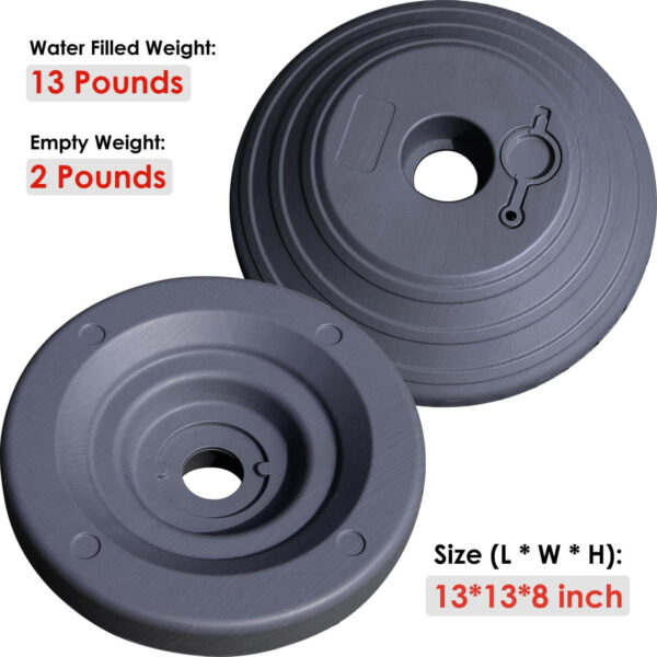 Water Fillled Base ： Product dimensions Before and after water injection