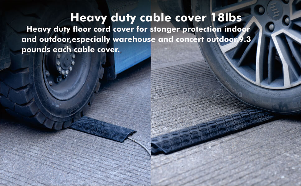 Heavy duty cable cover 18lbs Heavy duty floor cord cover for stonger protection indoor and outdoor,especially warehouse and concert outdoor9.3 pounds each cable cover.