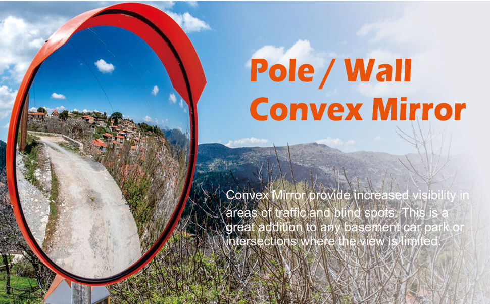 Pole/Wall Convex Mirror: ConvexMirror provide increased visibility in areas of traffic and blind spots, This is a great addition to any basement car park or intersections where the view is limited.